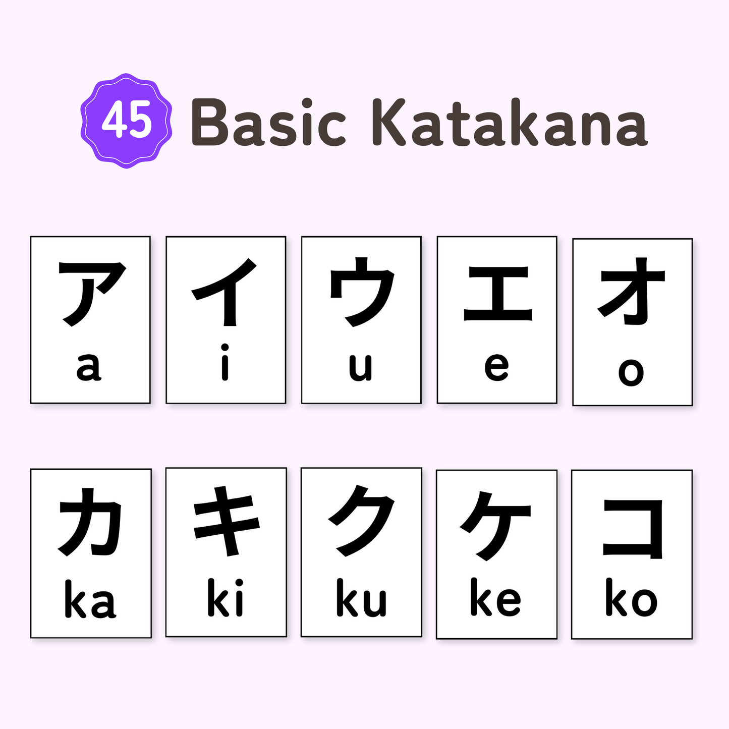 Minimalist Katakana Flash Cards