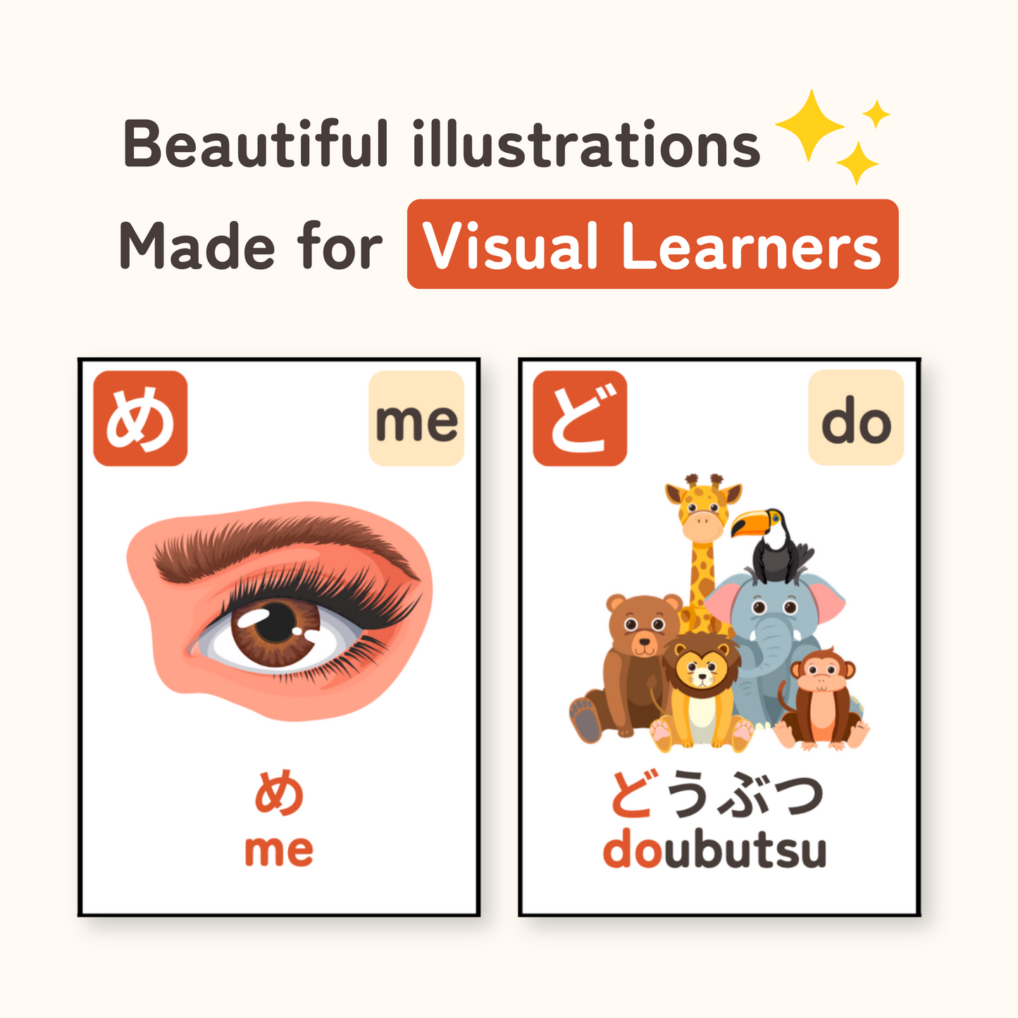 Hiragana Flash Cards for Visual Learners