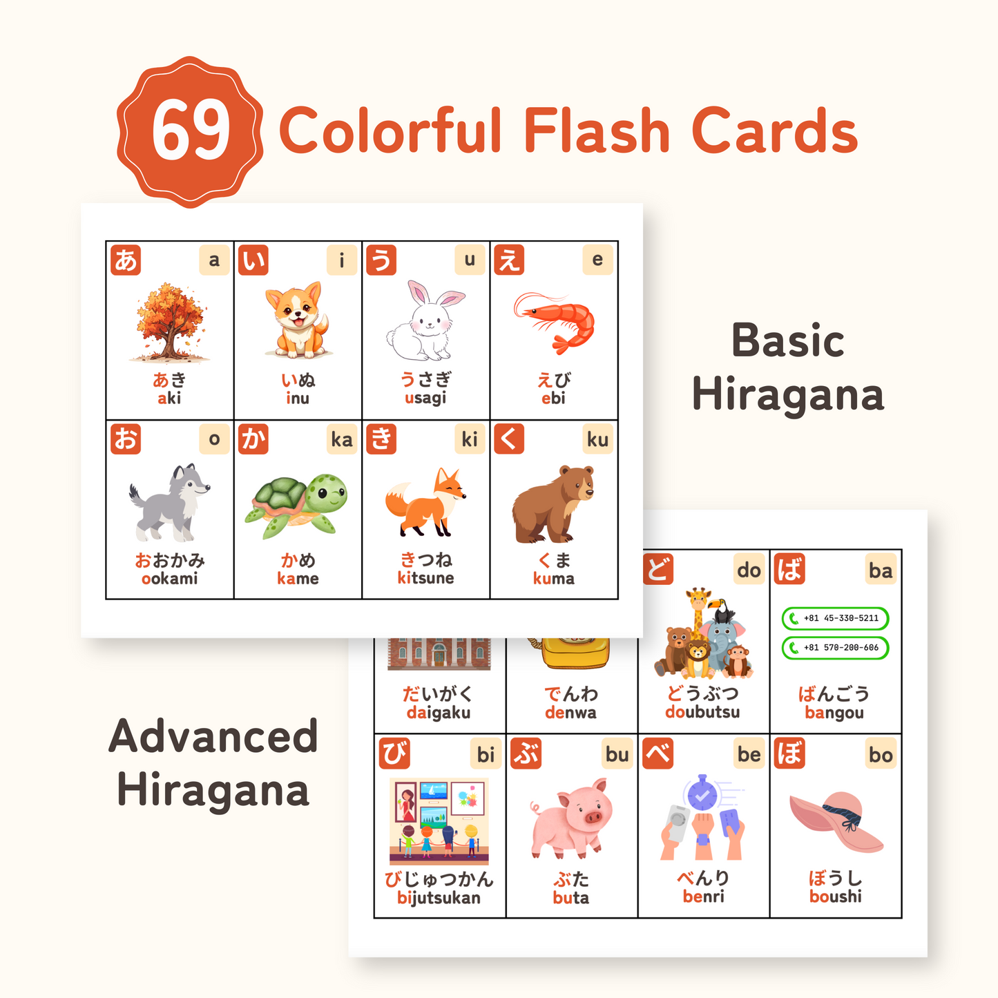 Hiragana Flash Cards for Visual Learners