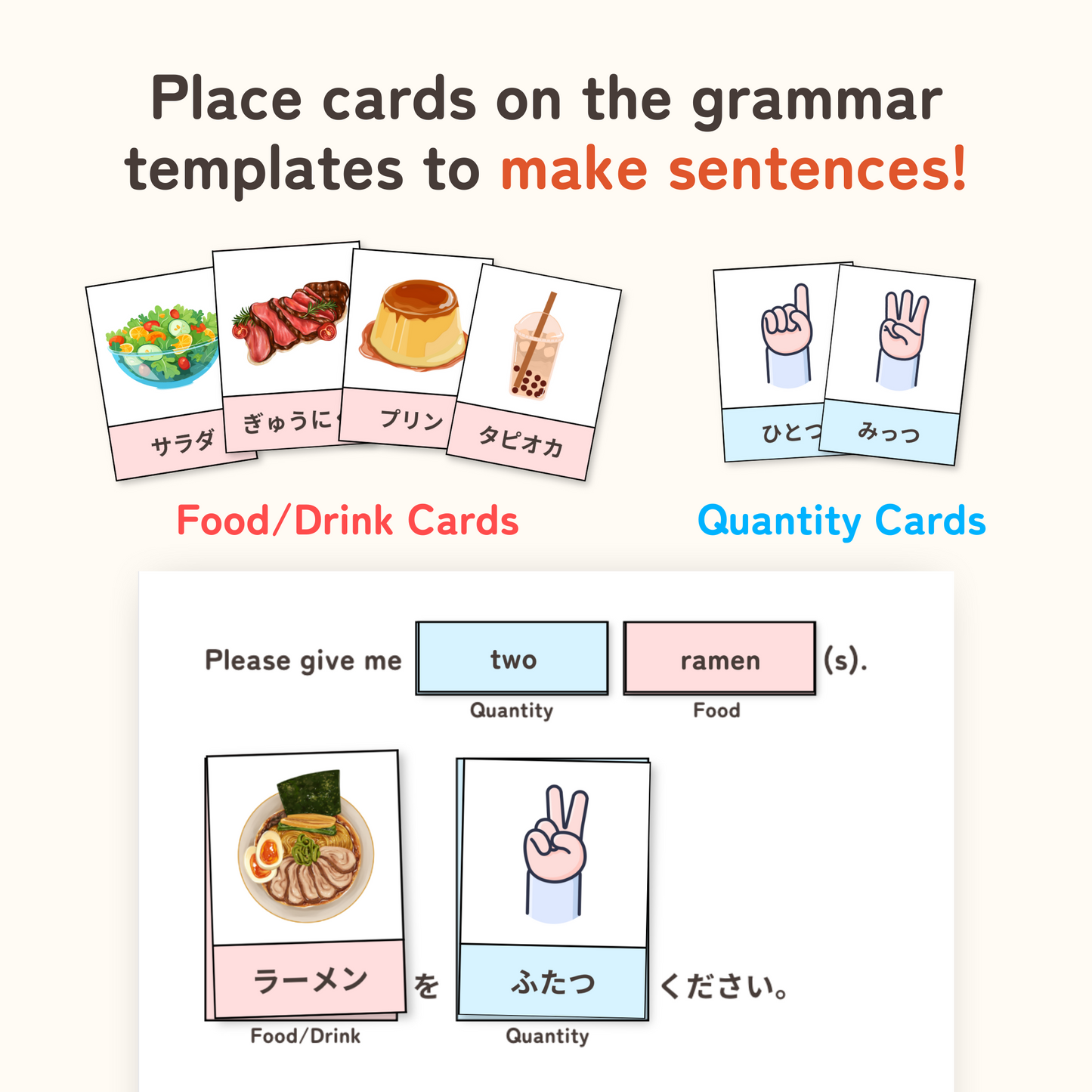 Food and Drinks: Flash Cards and Sentence Templates